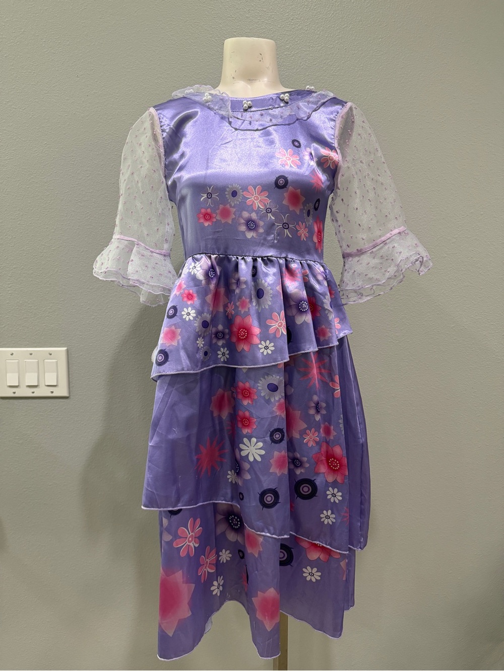 Girls' Lavender Floral Tiered Dress